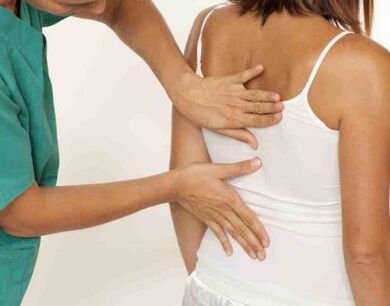 A patient complains of pain in the shoulder blades on both sides, turning to the doctor